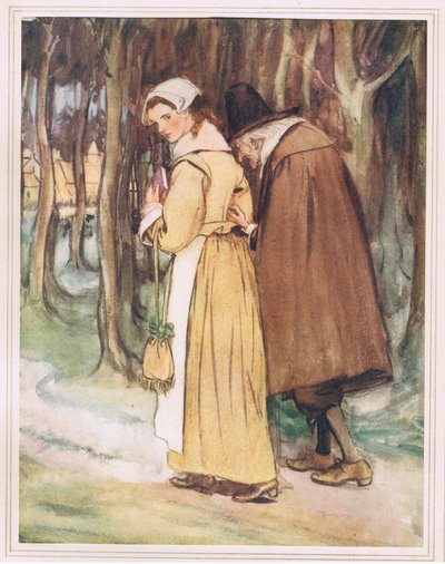 A young maiden glancing at the scarlet letter by Hugh Thomson